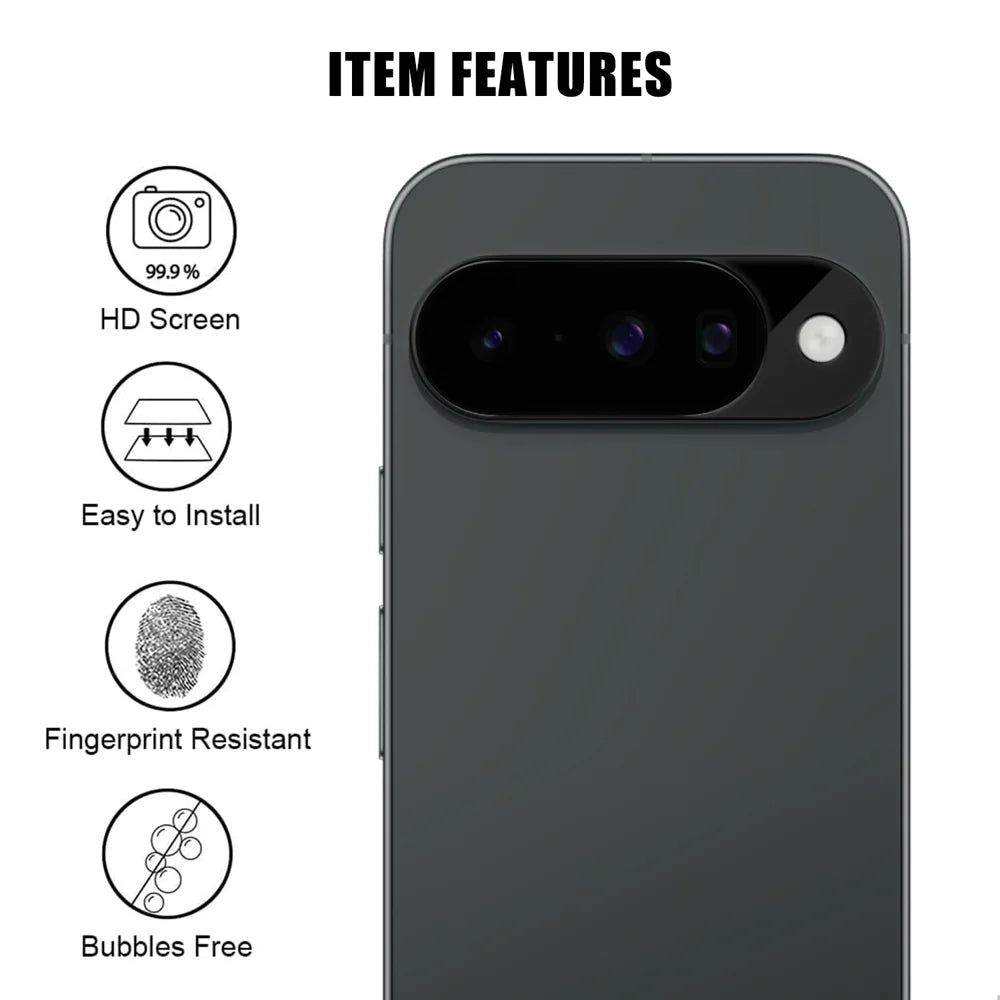 For Google Pixel 10 Full Cover Camera Lens Protector Silk Print HD Anti Fingerprint AR Tempered Glass Lens Film - Black - 2
