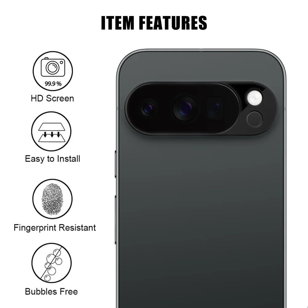 For Google Pixel 10 Pro Full Cover Camera Lens Protector Silk Print HD Anti Fingerprint AR Tempered Glass Lens Film - Black - 2