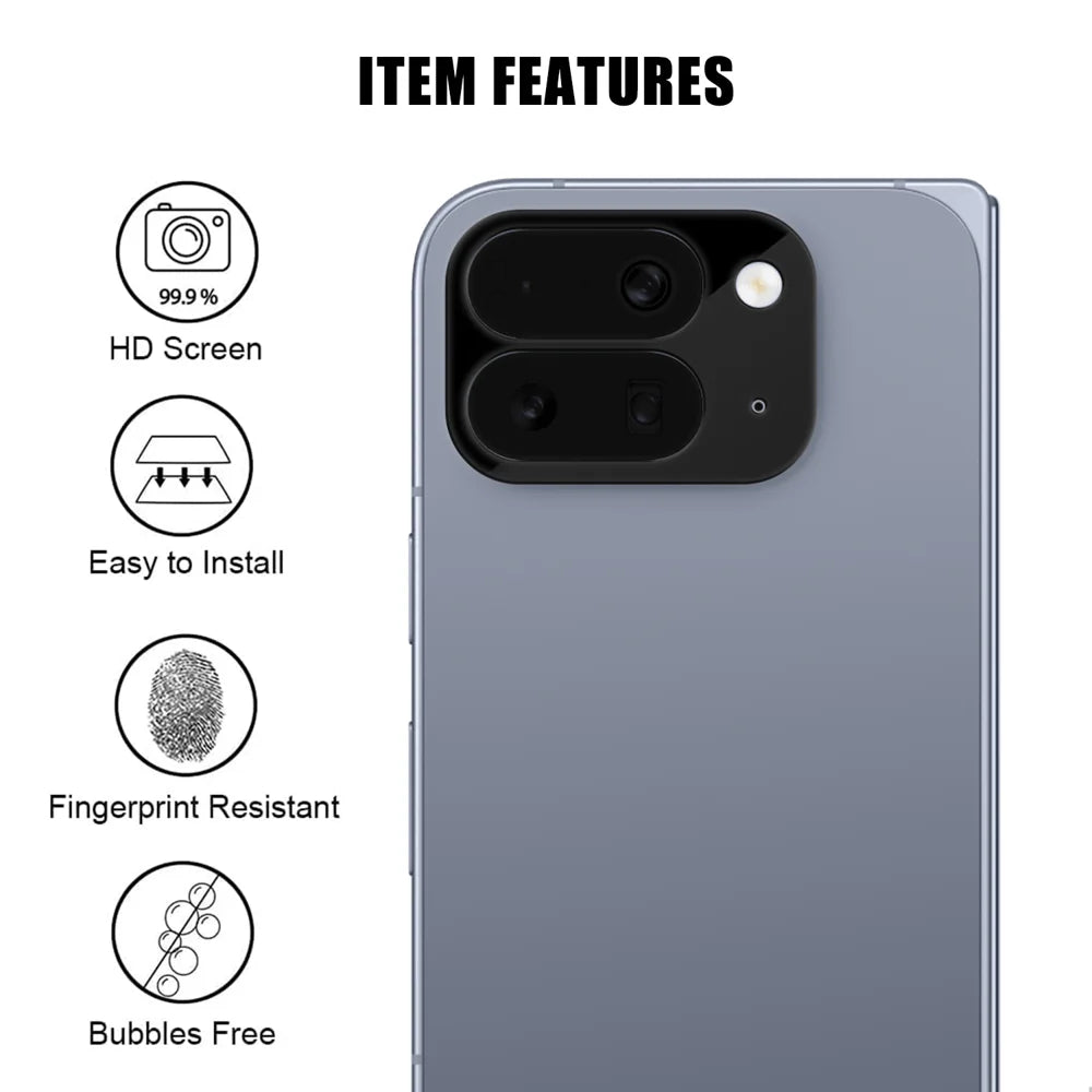 For Google Pixel 10 Pro Fold Full Cover Camera Lens Protector Silk Print HD Anti Fingerprint AR Tempered Glass Lens Film - Black - 2