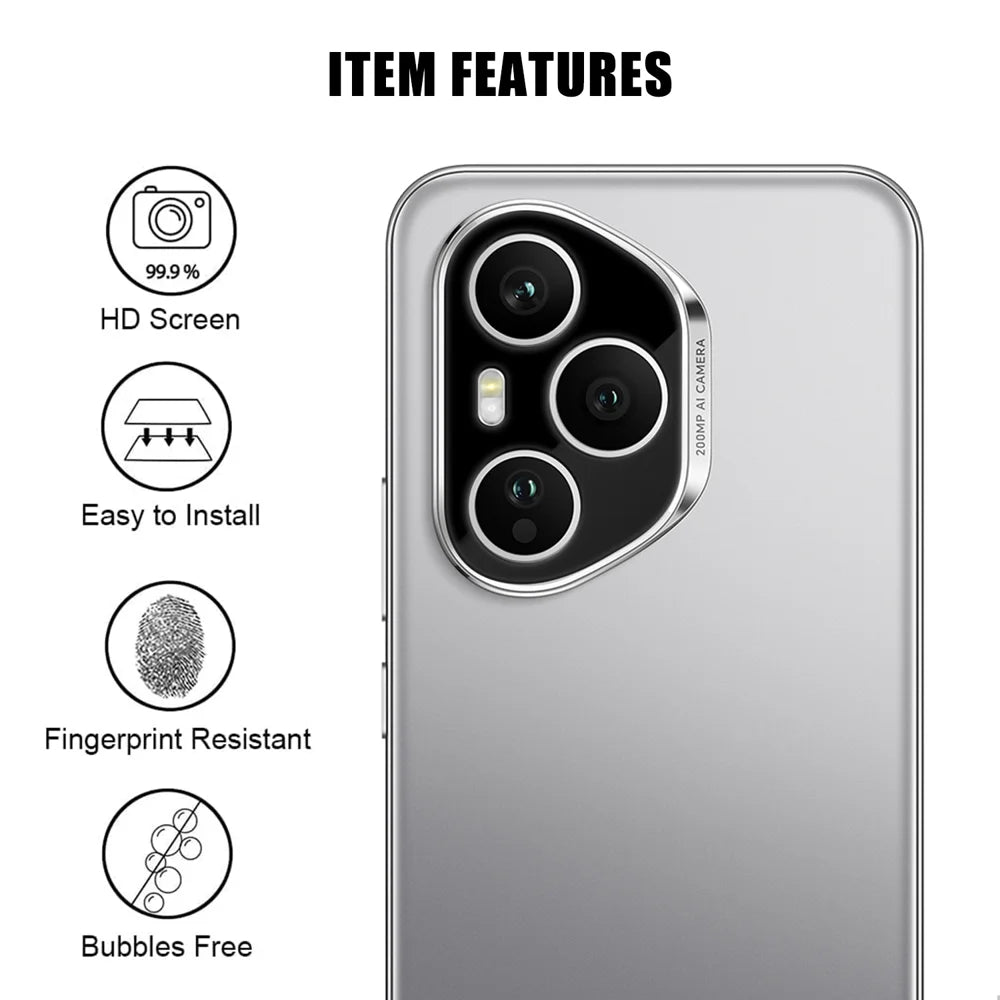 For Honor 400 Pro 5G (Global) Full Cover Camera Lens Protector Silk Print HD Anti Fingerprint AR Tempered Glass Lens Film - Black - 2
