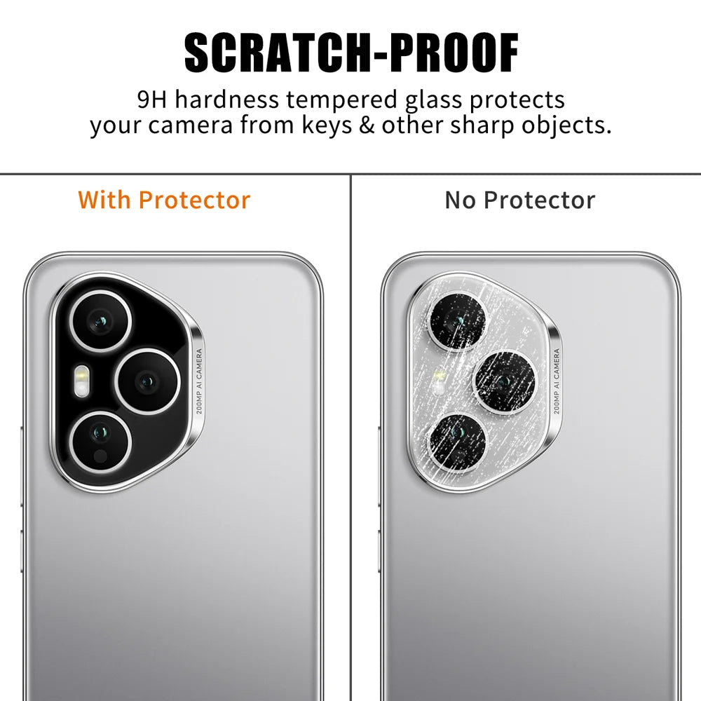 For Honor 400 Pro 5G (Global) Full Cover Camera Lens Protector Silk Print HD Anti Fingerprint AR Tempered Glass Lens Film - Black - 4