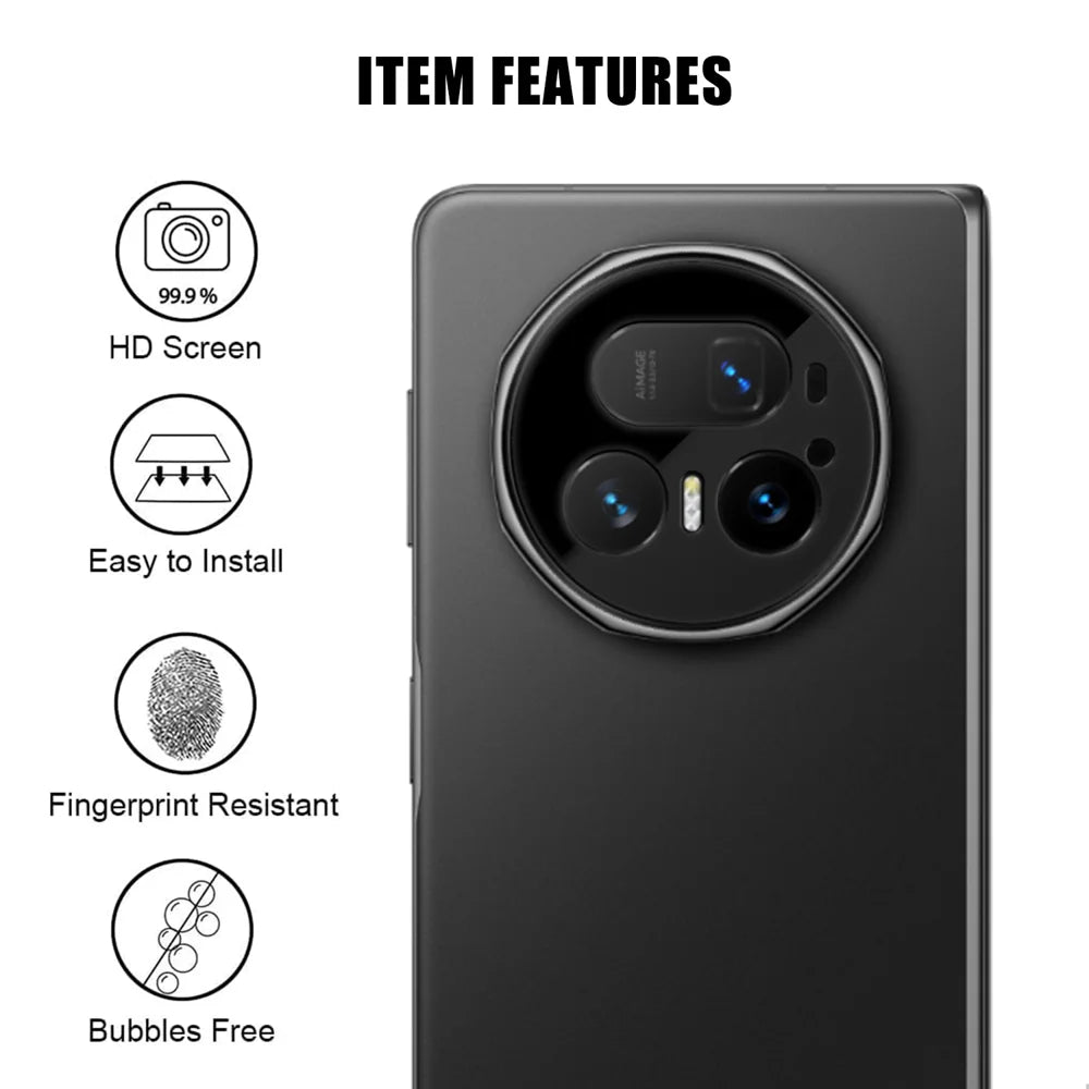 For Honor Magic V5 5G Full Cover Camera Lens Protector Silk Print HD Anti Fingerprint AR Tempered Glass Lens Film - Black - 2