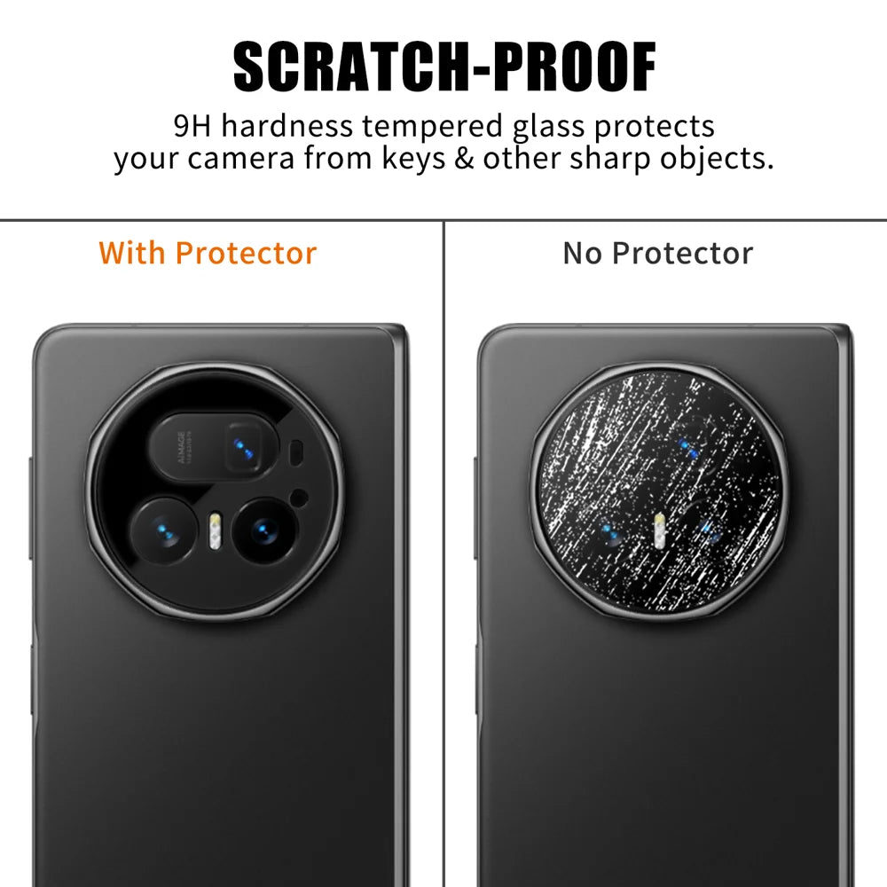 For Honor Magic V5 5G Full Cover Camera Lens Protector Silk Print HD Anti Fingerprint AR Tempered Glass Lens Film - Black - 4