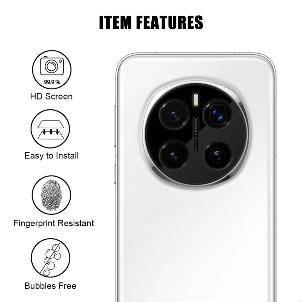 For Honor Magic7 Pro 5G Full Cover Camera Lens Protector Silk Print HD Anti Fingerprint AR Tempered Glass Lens Film - Black - 2