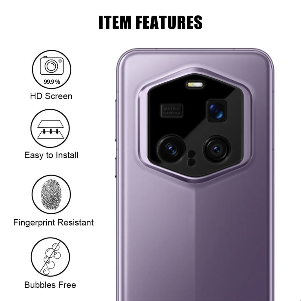 For Honor Magic7 RSR Porsche Design 5G Full Cover Camera Lens Protector Silk Print HD Anti Fingerprint AR Tempered Glass Lens Film - Black - 2