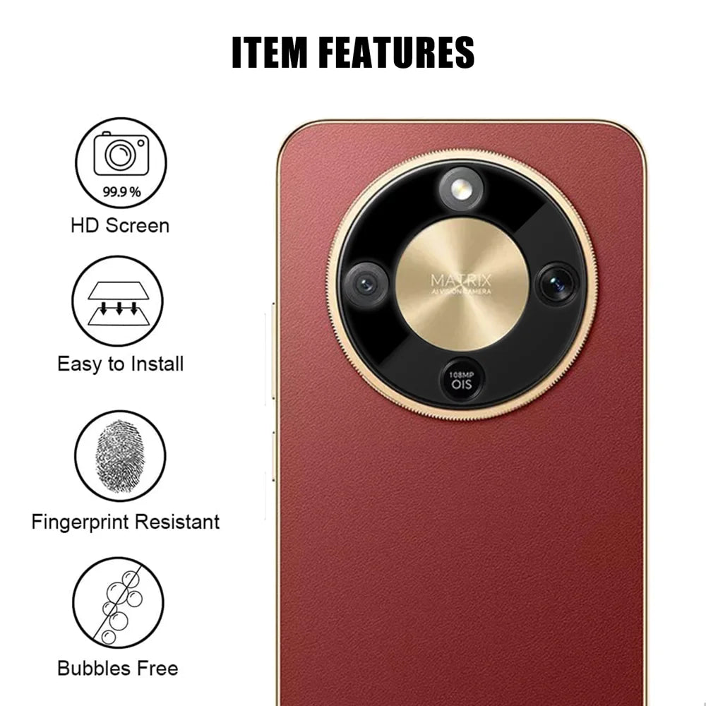 For Honor Magic8 Lite 5G / Honor X9d 5G Full Cover Camera Lens Protector Silk Print HD Anti Fingerprint AR Tempered Glass Lens Film - Black - 2