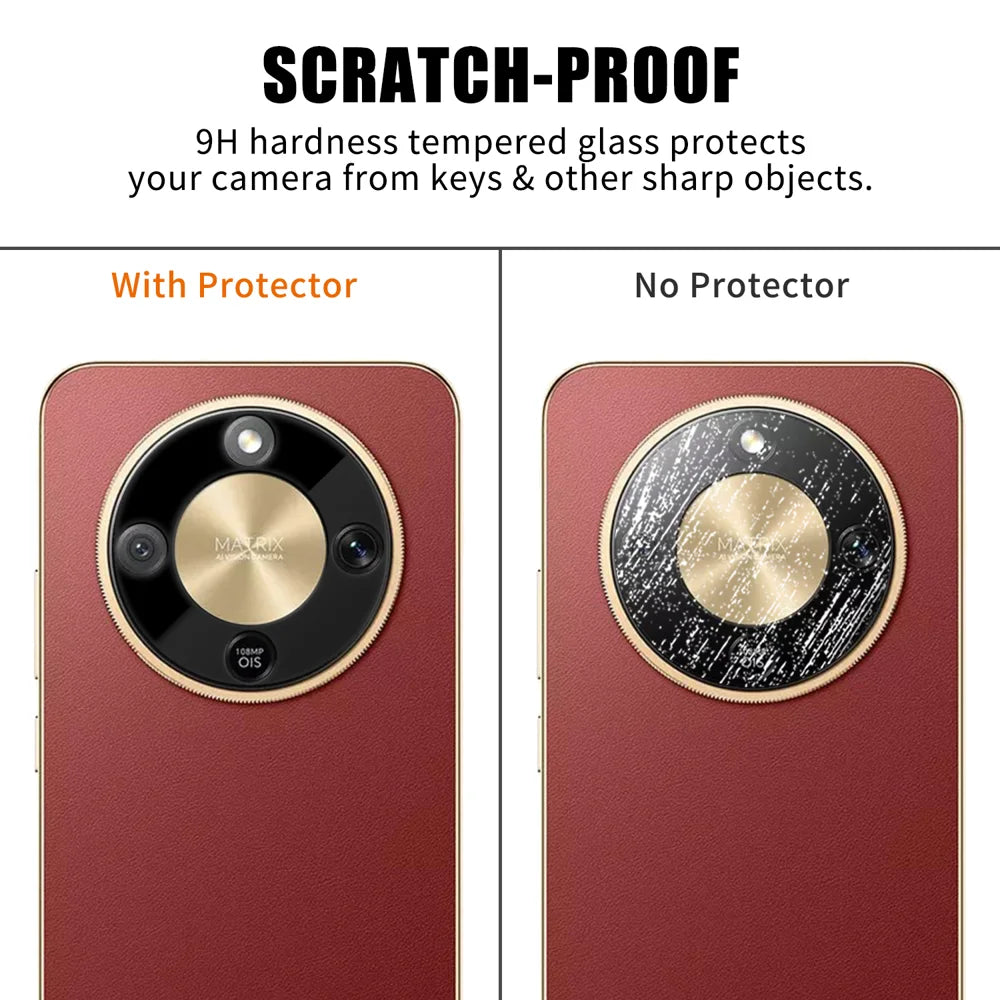 For Honor Magic8 Lite 5G / Honor X9d 5G Full Cover Camera Lens Protector Silk Print HD Anti Fingerprint AR Tempered Glass Lens Film - Black - 4