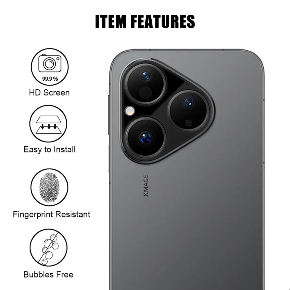 For Huawei Pura 80 Full Cover Camera Lens Protector Silk Print HD Anti Fingerprint AR Tempered Glass Lens Film - Black - 2