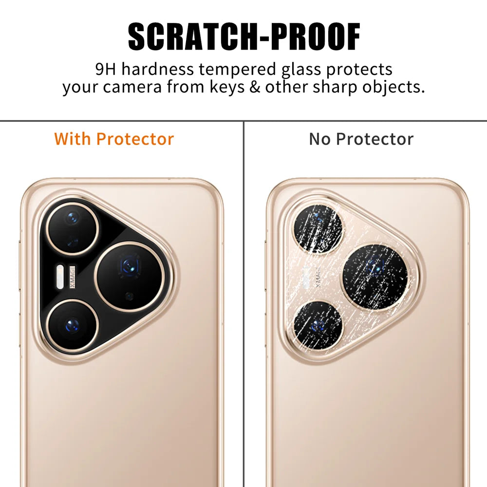 For Huawei Pura 80 Pro+ / Huawei Pura 80 Pro Full Cover Camera Lens Protector Silk Print HD Anti Fingerprint AR Tempered Glass Lens Film - Black - 4