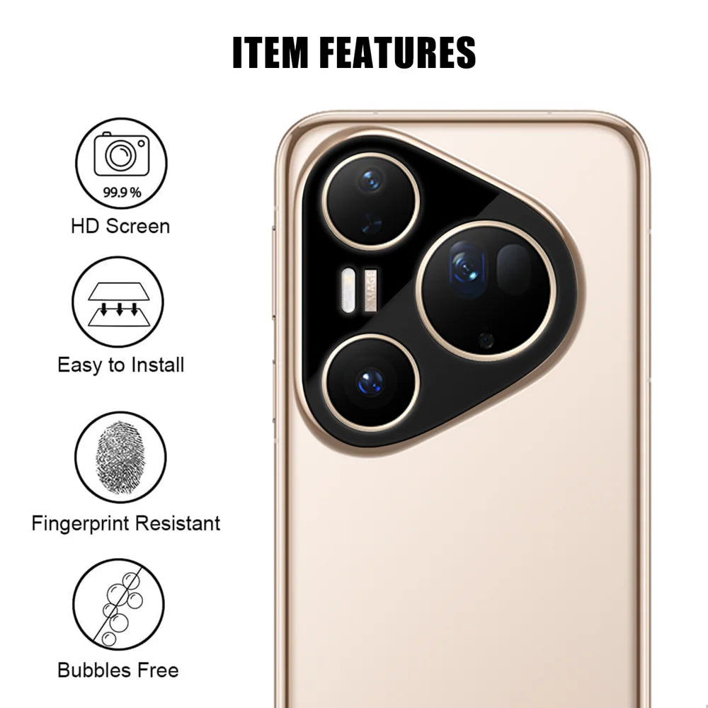 For Huawei Pura 80 Ultra Full Cover Camera Lens Protector Silk Print HD Anti Fingerprint AR Tempered Glass Lens Film - Black - 2