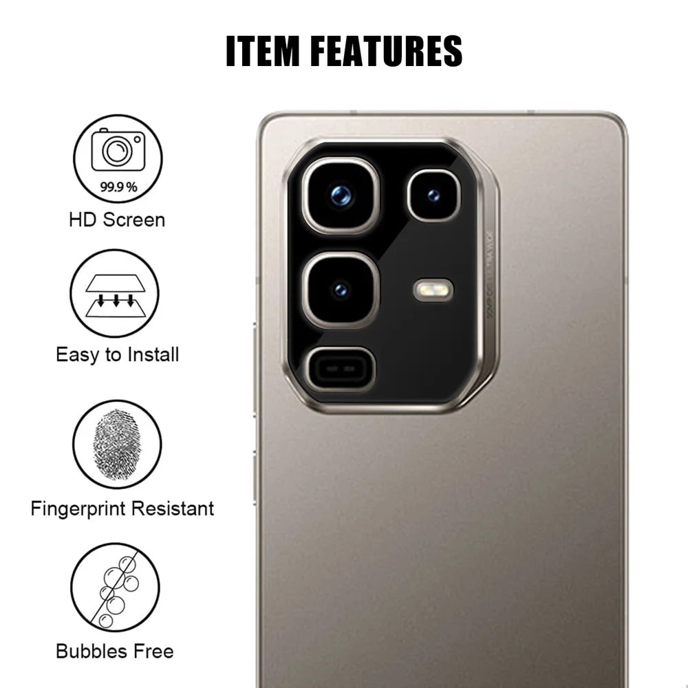 For Infinix Note 50 Pro 4G Full Cover Camera Lens Protector Silk Print HD Anti Fingerprint AR Tempered Glass Lens Film - Black - 2