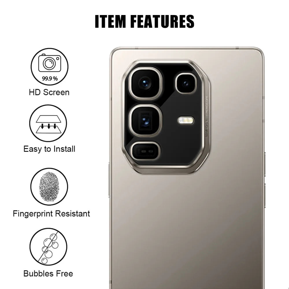 For Infinix Note 50 Pro+ 5G Full Cover Camera Lens Protector Silk Print HD Anti Fingerprint AR Tempered Glass Lens Film - Black - 2