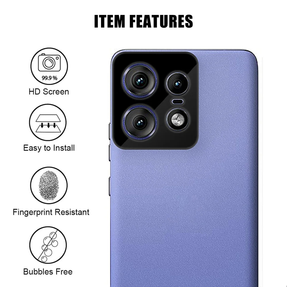 For Motorola Edge 50 Pro 5G Full Cover Camera Lens Protector Silk Print HD Anti Fingerprint AR Tempered Glass Lens Film - Black - 2