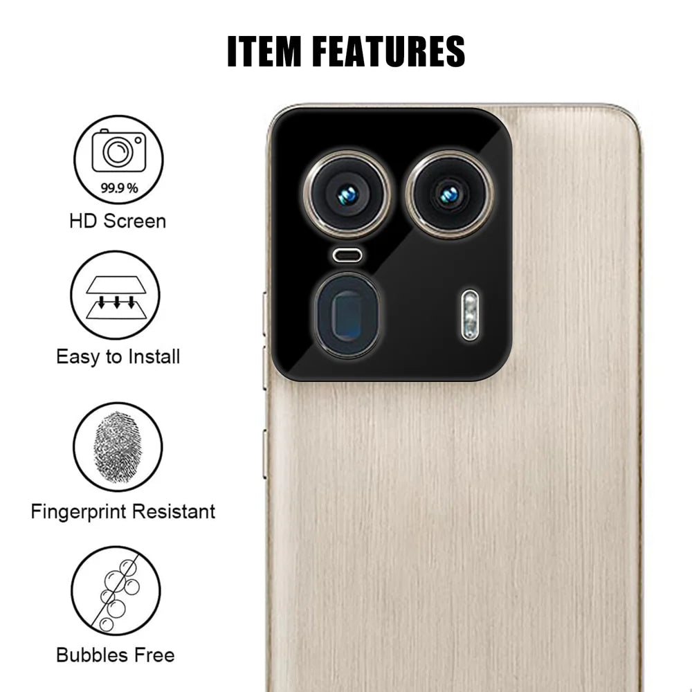 For Motorola Edge 50 Ultra 5G Full Cover Camera Lens Protector Silk Print HD Anti Fingerprint AR Tempered Glass Lens Film - Black - 2