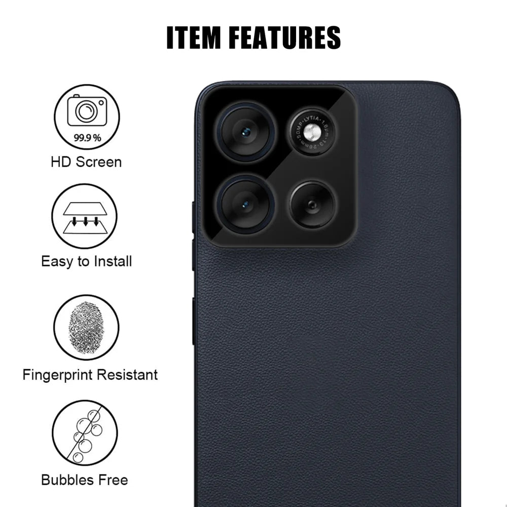 For Motorola Moto G56 5G Full Cover Camera Lens Protector Silk Print HD Anti Fingerprint AR Tempered Glass Lens Film - Black - 2