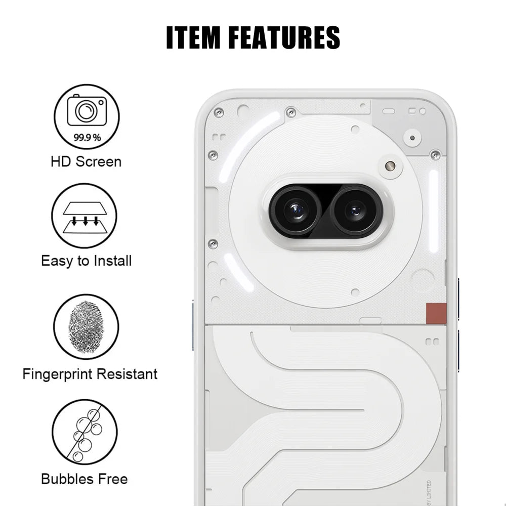 For Nothing Phone (2a) Full Cover Camera Lens Protector Silk Print HD Anti Fingerprint AR Tempered Glass Lens Film - Black - 2