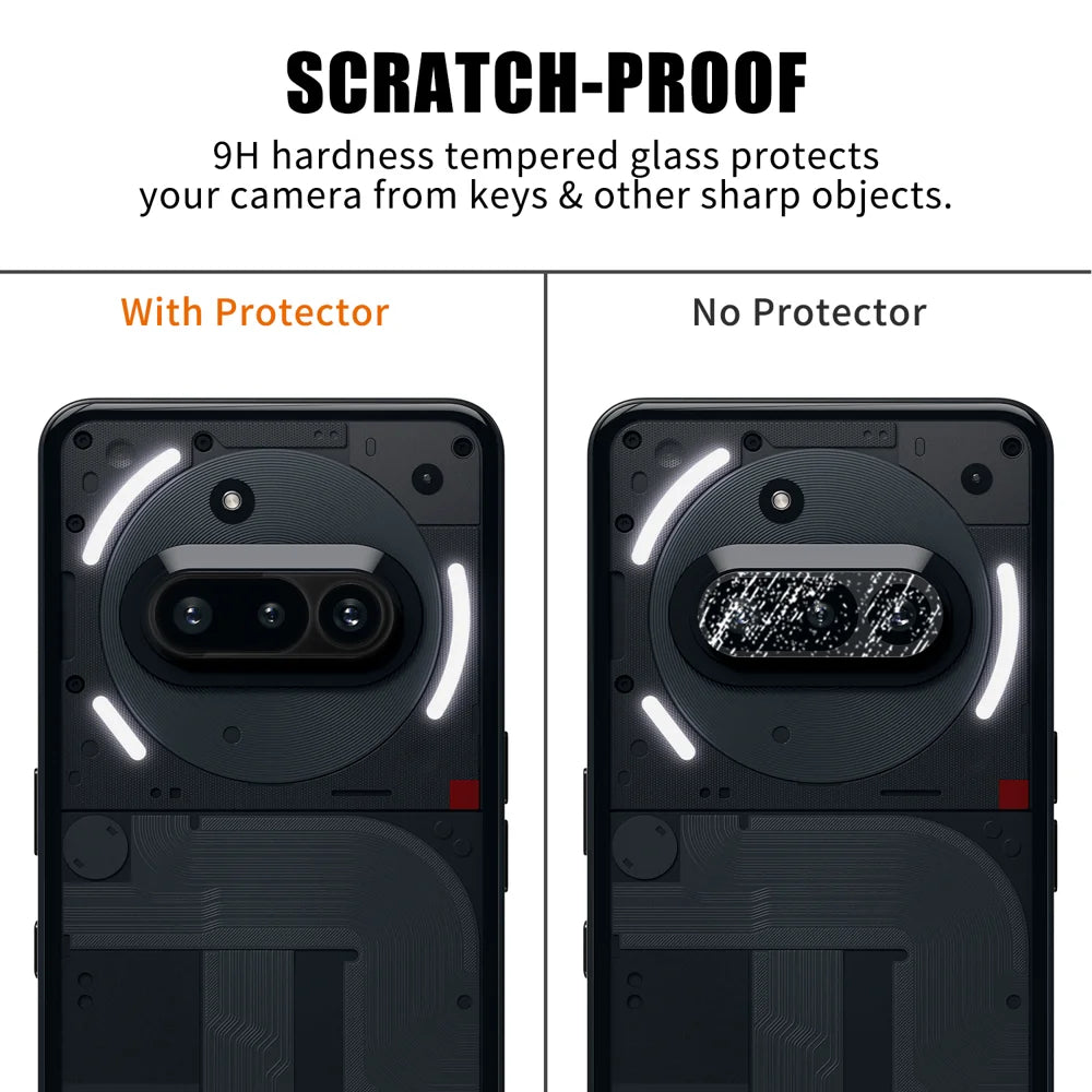 For Nothing Phone (3a) Full Cover Camera Lens Protector Silk Print HD Anti Fingerprint AR Tempered Glass Lens Film - Black - 4