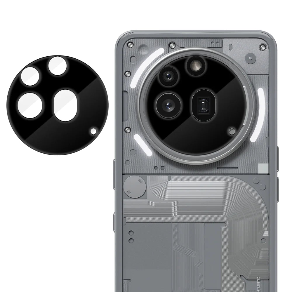 For Nothing Phone (3a) Pro Full Cover Camera Lens Protector Silk Print HD Anti Fingerprint AR Tempered Glass Lens Film - Black - 1