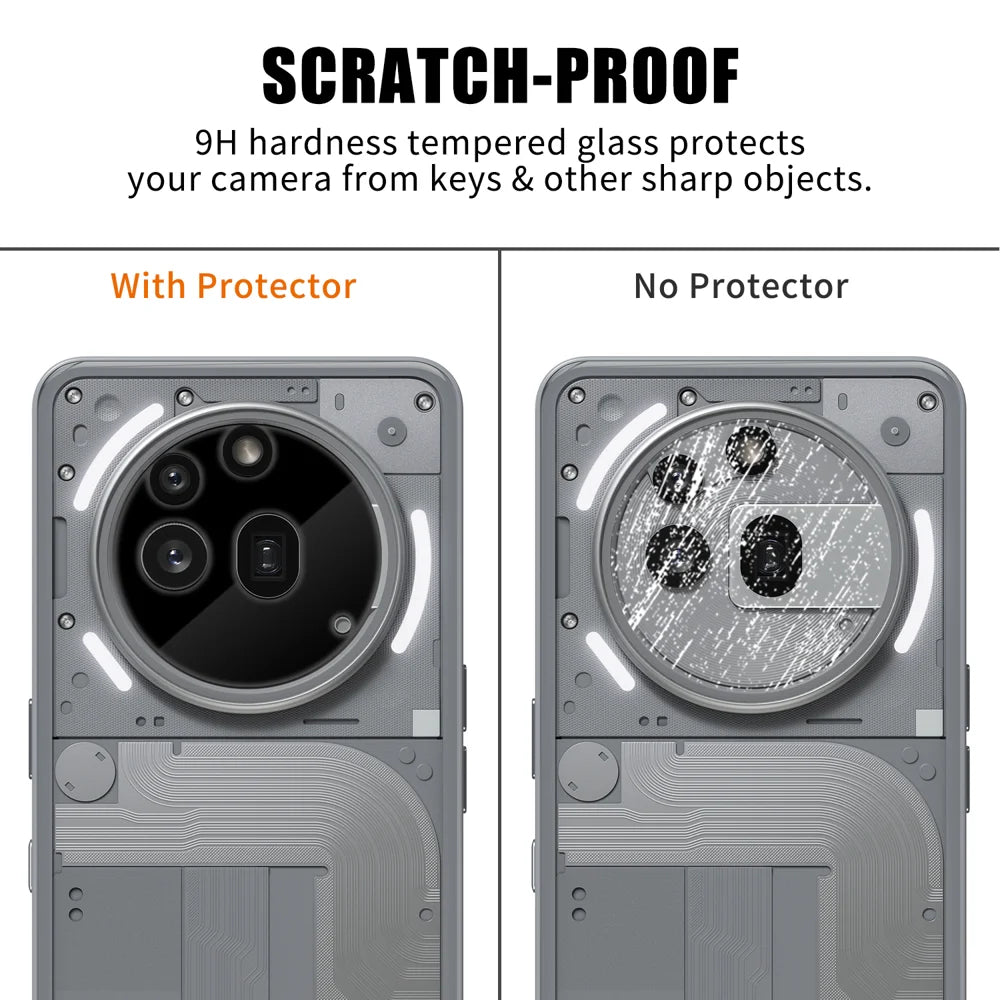 For Nothing Phone (3a) Pro Full Cover Camera Lens Protector Silk Print HD Anti Fingerprint AR Tempered Glass Lens Film - Black - 4