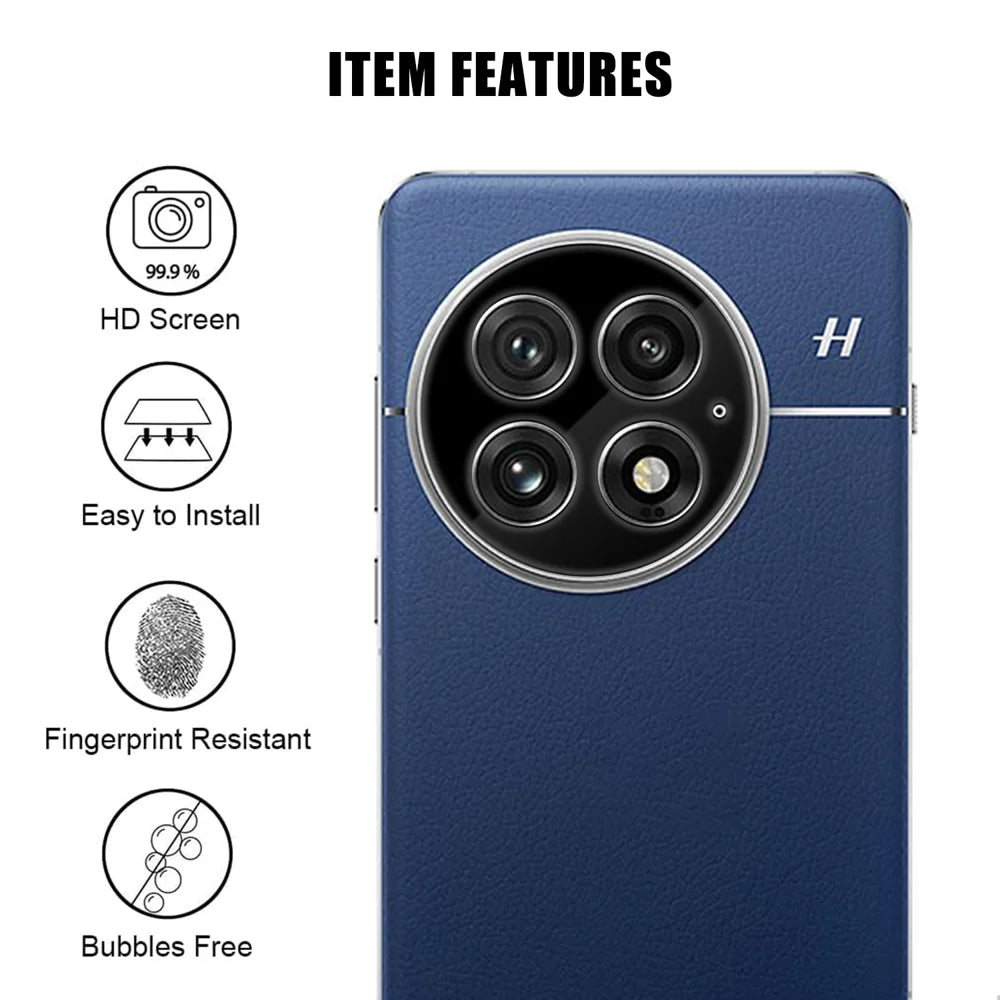 For OnePlus 13 Full Cover Camera Lens Protector Silk Print HD Anti Fingerprint AR Tempered Glass Lens Film - Black - 2
