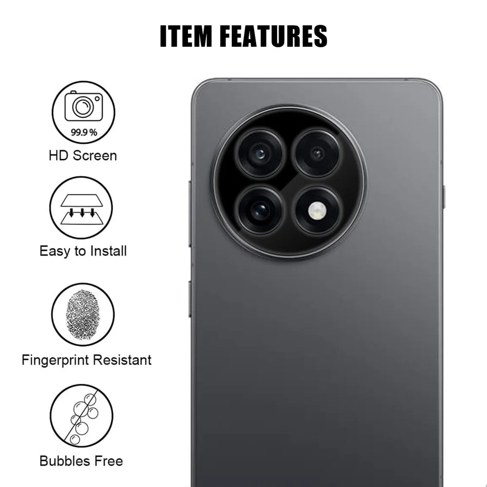 For OnePlus 13R 5G Full Cover Camera Lens Protector Silk Print HD Anti Fingerprint AR Tempered Glass Lens Film - Black - 2