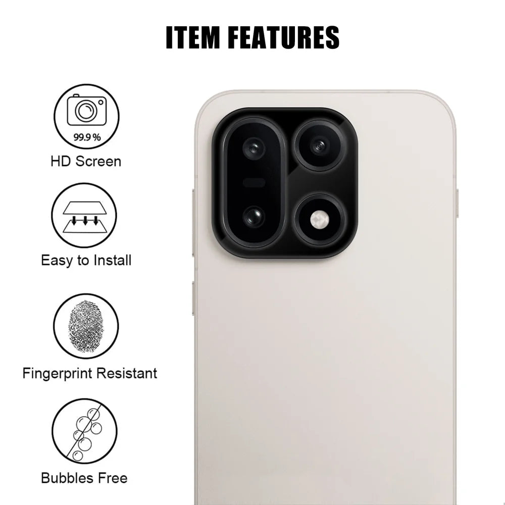 For OnePlus 15 5G Full Cover Camera Lens Protector Silk Print HD Anti Fingerprint AR Tempered Glass Lens Film - Black - 2