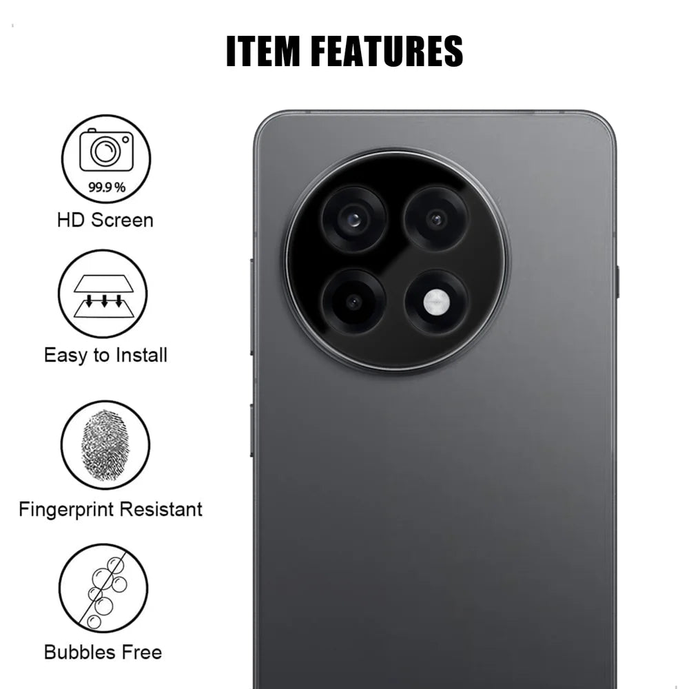 For OnePlus Ace 5 5G Full Cover Camera Lens Protector Silk Print HD Anti Fingerprint AR Tempered Glass Lens Film - Black - 2