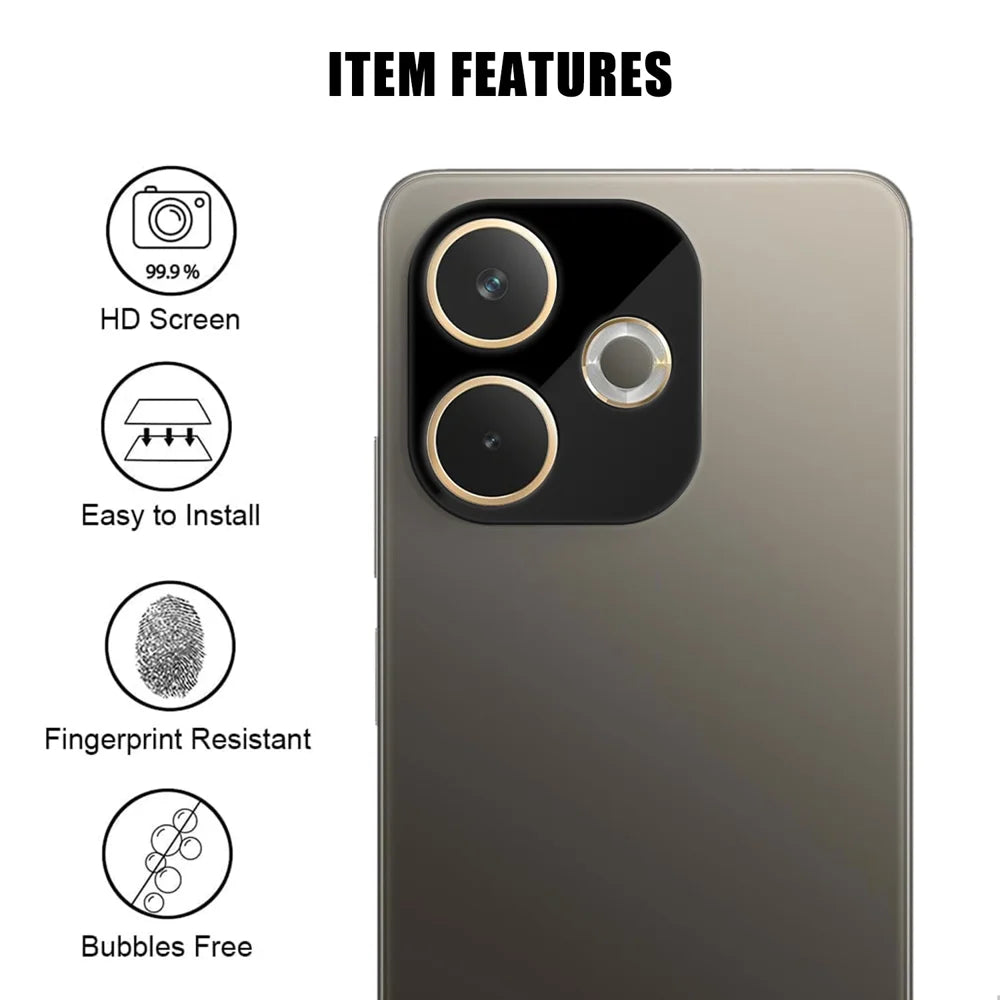 For Oppo A5 Pro 5G (Global) / Oppo A5 Pro 4G (Global) Full Cover Camera Lens Protector Silk Print HD Anti Fingerprint AR Tempered Glass Lens Film - Black - 2