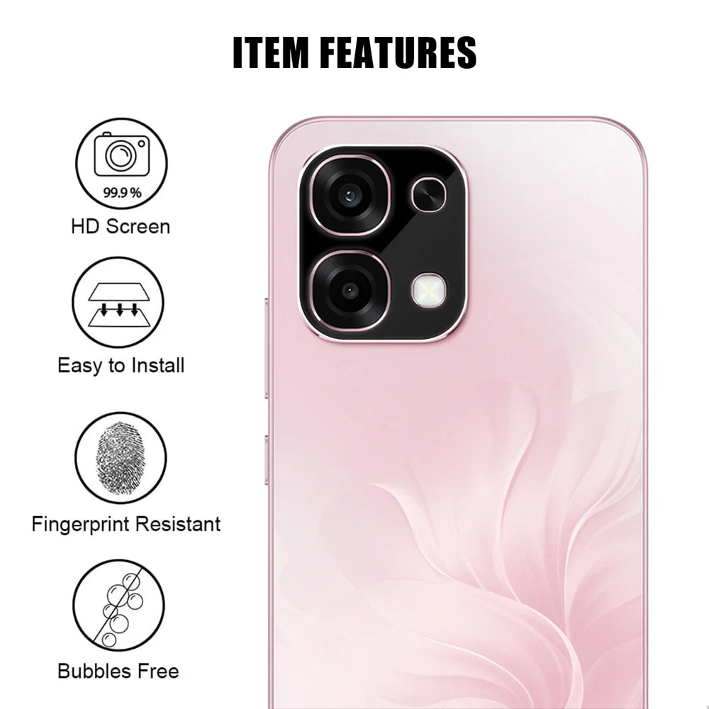 For Oppo A6 Pro 5G / Oppo F31 5G Full Cover Camera Lens Protector Silk Print HD Anti Fingerprint AR Tempered Glass Lens Film - Black - 2