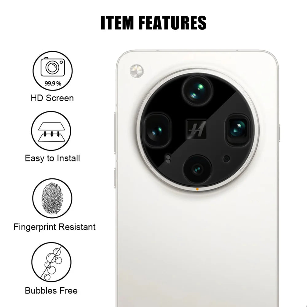 For Oppo Find X8 Ultra 5G Full Cover Camera Lens Protector Silk Print HD Anti Fingerprint AR Tempered Glass Lens Film - Black - 2