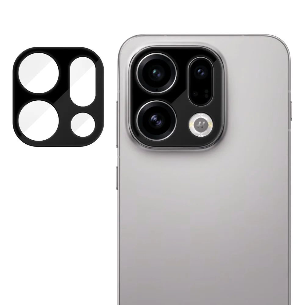 For Oppo Find X9 5G Full Cover Camera Lens Protector Silk Print HD Anti Fingerprint AR Tempered Glass Lens Film - Black - 1