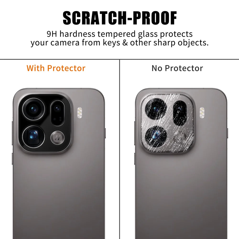 For Oppo Find X9 Pro 5G Full Cover Camera Lens Protector Silk Print HD Anti Fingerprint AR Tempered Glass Lens Film - Black - 4