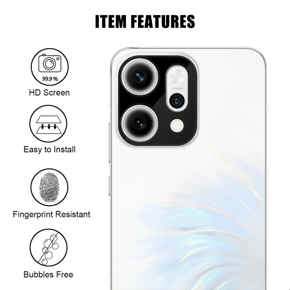 For Oppo Reno14 5G (Global) Full Cover Camera Lens Protector Silk Print HD Anti Fingerprint AR Tempered Glass Lens Film - Black - 2