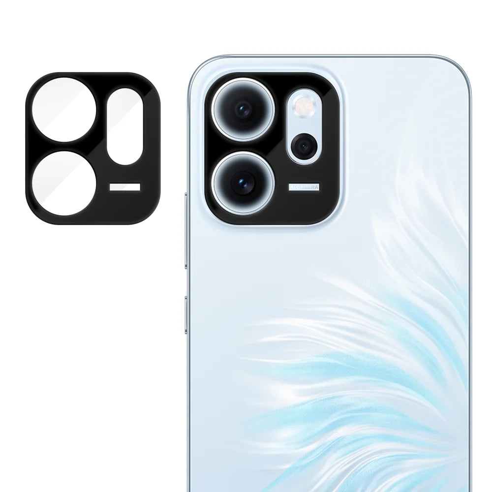 For Oppo Reno14 F 5G Full Cover Camera Lens Protector Silk Print HD Anti Fingerprint AR Tempered Glass Lens Film - Black - 1