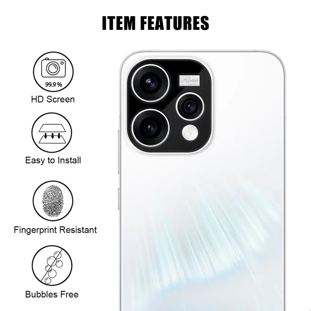 For Oppo Reno15 5G (Global) Full Cover Camera Lens Protector Silk Print HD Anti Fingerprint AR Tempered Glass Lens Film - Black - 2