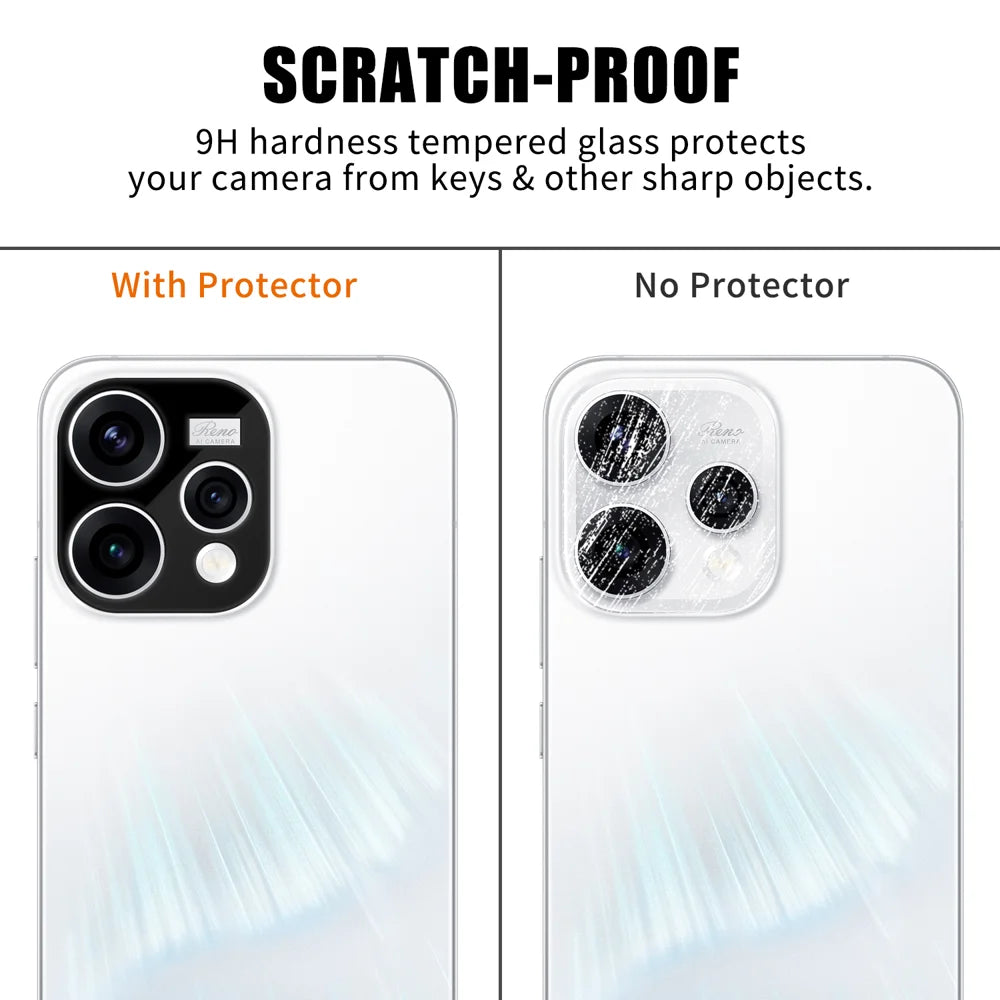 For Oppo Reno15 5G (Global) Full Cover Camera Lens Protector Silk Print HD Anti Fingerprint AR Tempered Glass Lens Film - Black - 4