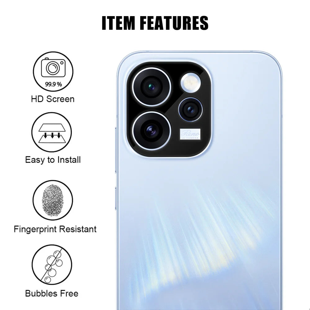 For Oppo Reno15 Pro 5G (Global) Full Cover Camera Lens Protector Silk Print HD Anti Fingerprint AR Tempered Glass Lens Film - Black - 2