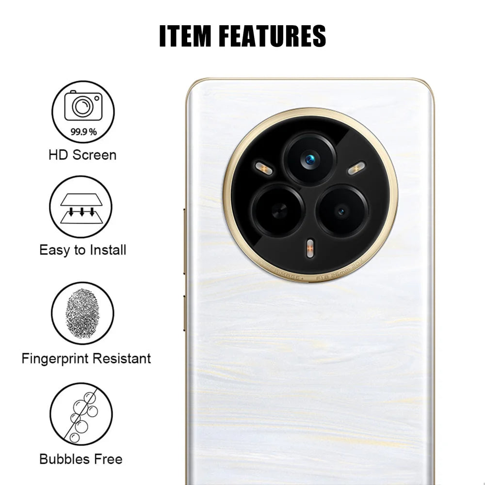 For Realme 14 Pro+ 5G / Realme 14 Pro 5G Full Cover Camera Lens Protector Silk Print HD Anti Fingerprint AR Tempered Glass Lens Film - Black - 2