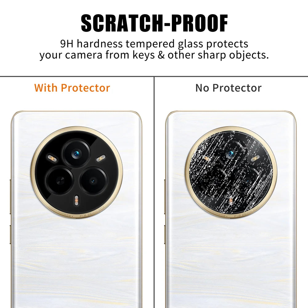 For Realme 14 Pro+ 5G / Realme 14 Pro 5G Full Cover Camera Lens Protector Silk Print HD Anti Fingerprint AR Tempered Glass Lens Film - Black - 4