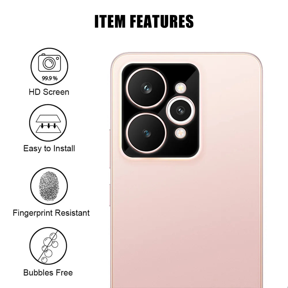 For Realme 15 5G Full Cover Camera Lens Protector Silk Print HD Anti Fingerprint AR Tempered Glass Lens Film - Black - 2