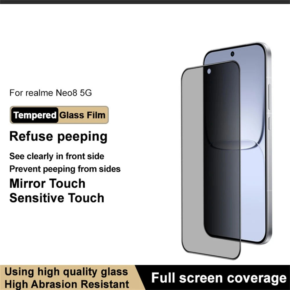 IMAK For Realme Neo8 5G Privacy Screen Protector Anti Peep Full Cover Tempered Glass Film (Fingerprint Unlock) - Black - 3