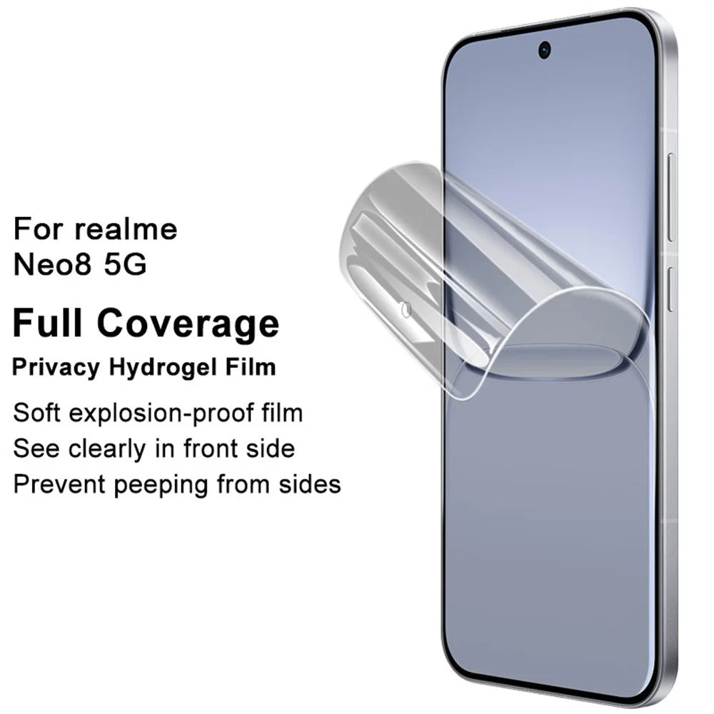 IMAK Privacy Hydrogel Film III for Realme Neo8 5G Anti-Spy Soft TPU Full Screen Protector (Fingerprint Unlock) - Black - 3