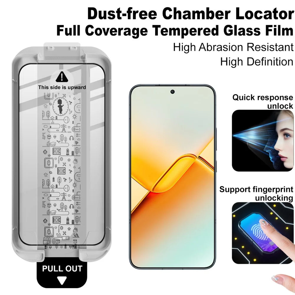 IMAK 3Pcs For Honor Power2 5G Tempered Glass Full Screen Protector Full Glue Film with Dust-free Installation Tool (Fingerprint Unlock) - Black - 7