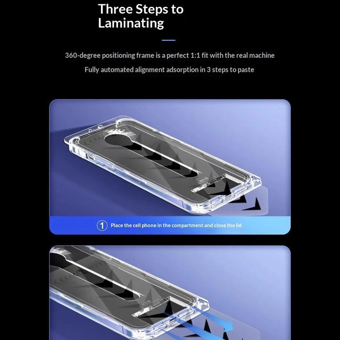 For Samsung Galaxy S24 Full Screen Protector Full Glue Automatic Dust Removal Tempered Glass HD Film with Automatic Alignment Tool - Transparent - 3