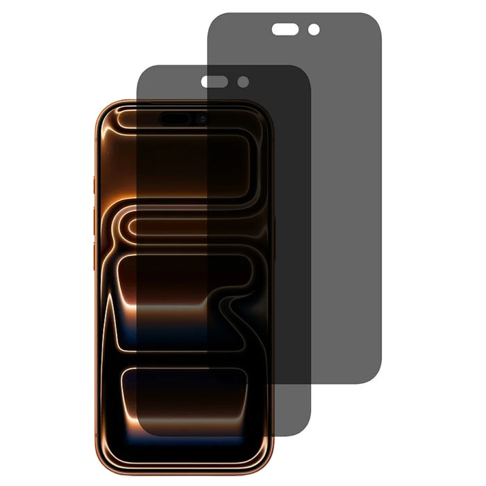For iPhone 17 Pro 2PCS 180° Anti Spy Tempered Glass Silk Printing Full Coverage Screen Protector - Black - 1