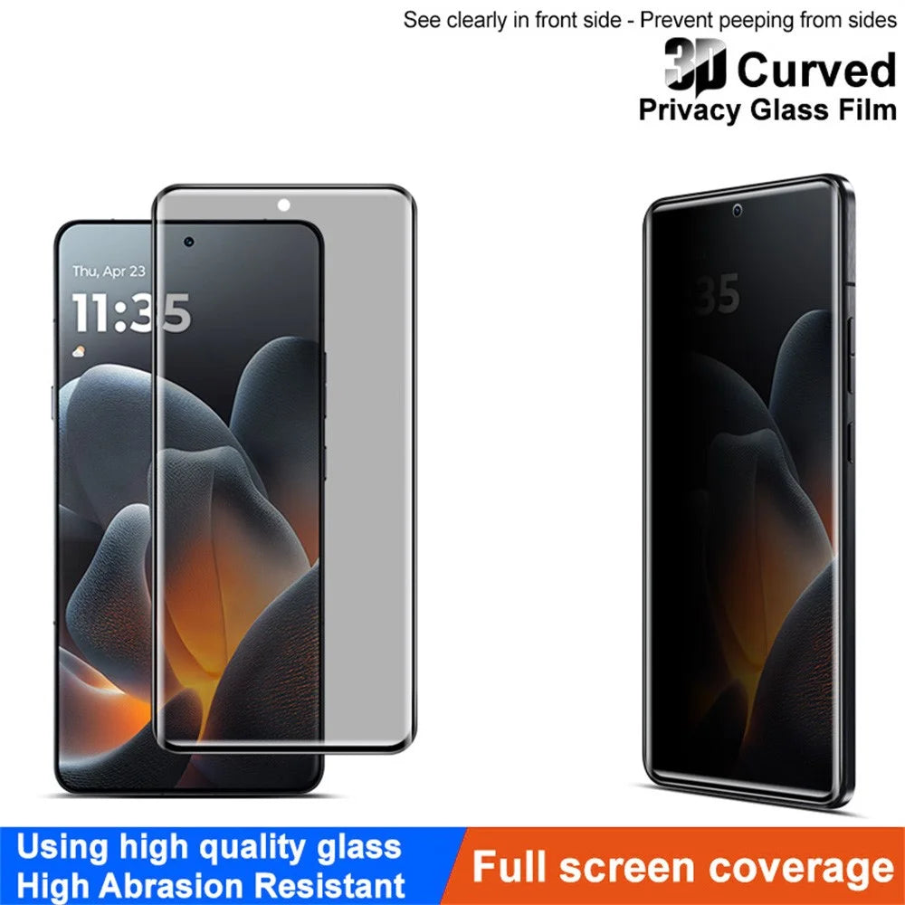 IMAK Anti Spy Screen Protector For Motorola Edge 70 Ultra 5G  /  Moto X70 Air Pro 5G  /  Signature 5G Full Cover Side Glue Tempered Glass Film - Black - 3