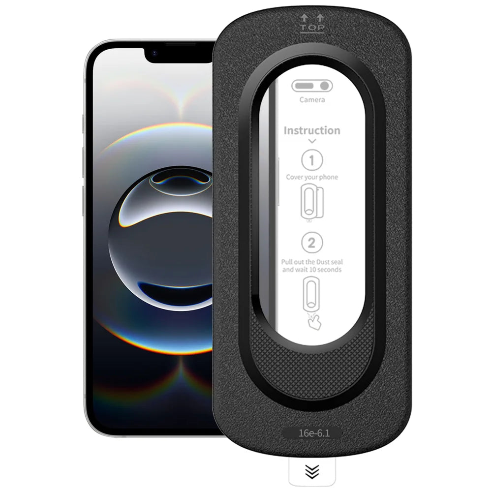 For iPhone 17e / 16e Full Screen Protector Anti Fingerprint High Aluminium-silicon Glass Film with Dust Removal Installation Tool - Transparent - 1