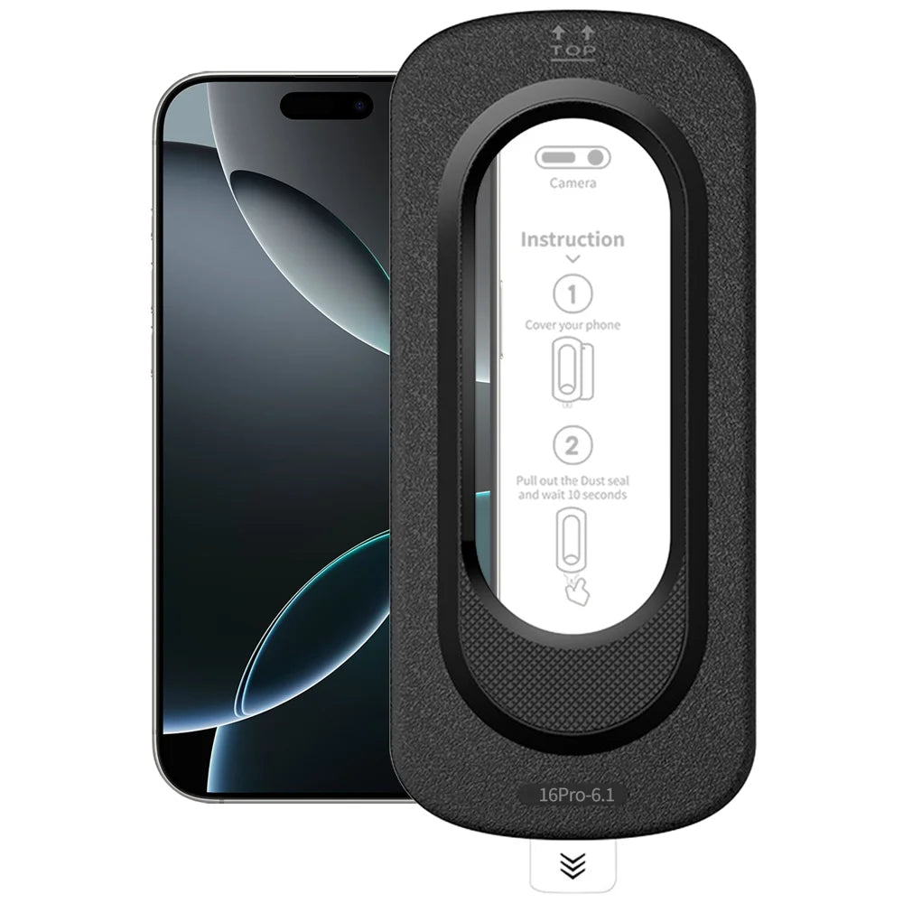 For iPhone 16 Pro Full Screen Protector Anti Fingerprint High Aluminium-silicon Glass Film with Dust Removal Installation Tool - Transparent - 1