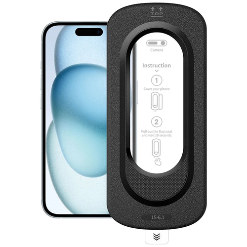 For iPhone 15 Full Screen Protector Anti Fingerprint High Aluminium-silicon Glass Film with Dust Removal Installation Tool - Transparent - 1