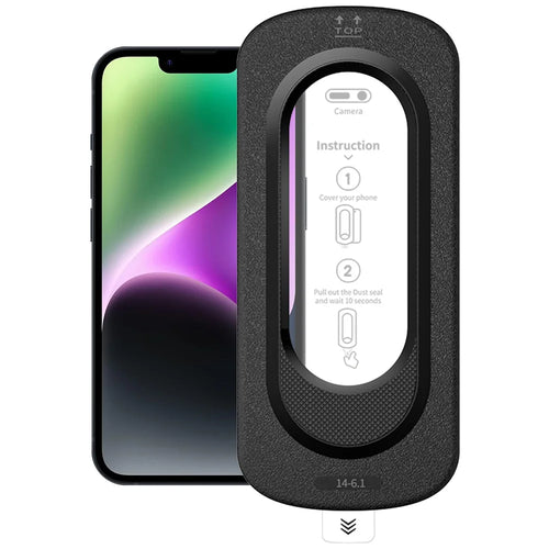 For iPhone 14 Full Screen Protector Anti Fingerprint High Aluminium-silicon Glass Film with Dust Removal Installation Tool - Transparent - 1